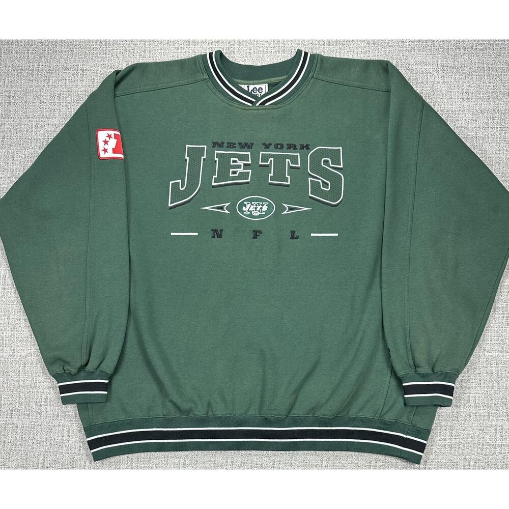Vintage New York Jets Sweatshirt Mens 2XL Green NFL Football Lee Sport 90s Heavy